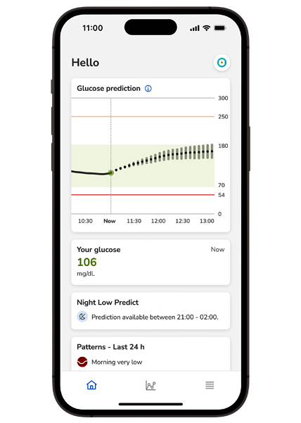 Screenshot of the Home screen of SmartGuide CGM  Predict app.