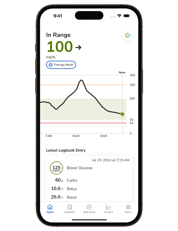 Screenshot of the SmartGuide CGM solutions’ Home screen.