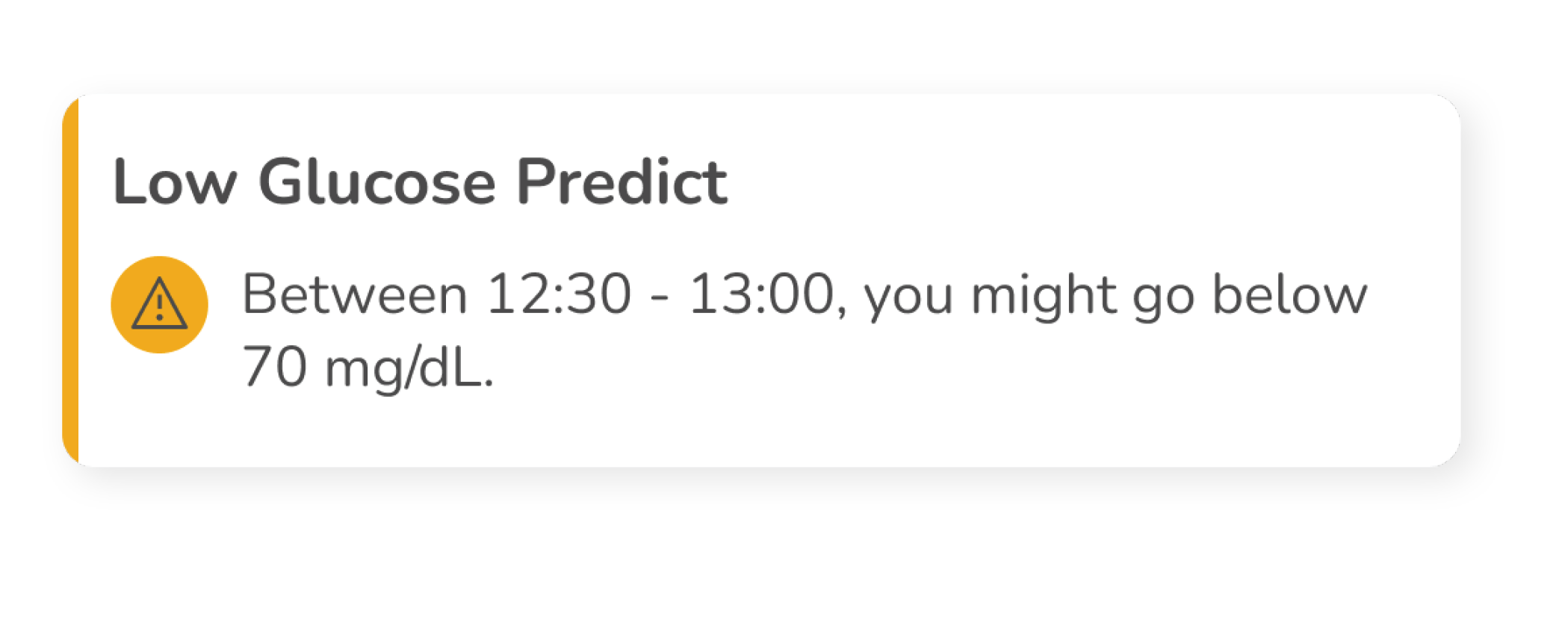  Low Glucose Predict popup warning in the Accu-Chek SmartGuide Predict app