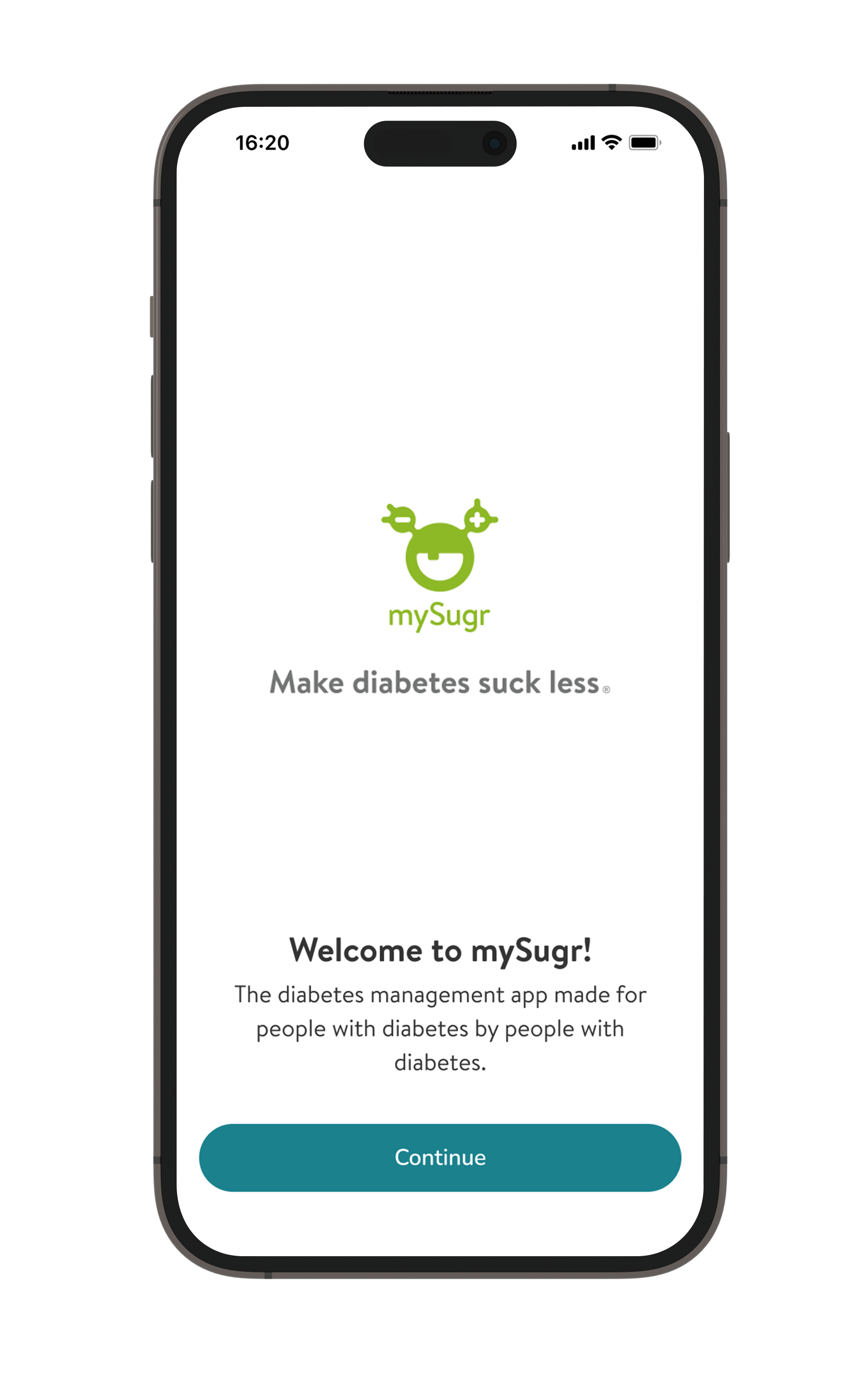  Screenshot of the sign up to mySugr.