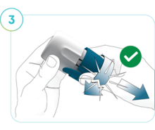 Illustration of Step 3: How to open the applicator, turning the twist cap and pulling it from the applicator.