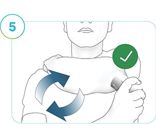 The image depicts a person applying a new SmartGuide sensor to a new location.