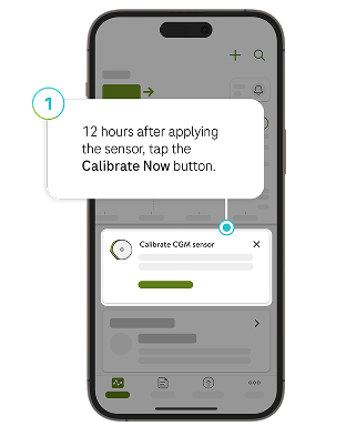 Screenshot of the mysugr Glucose Insights Calibrate Now button.