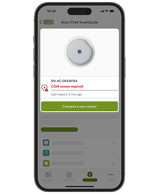 Screenshot of the app’s sensor's expired screen.