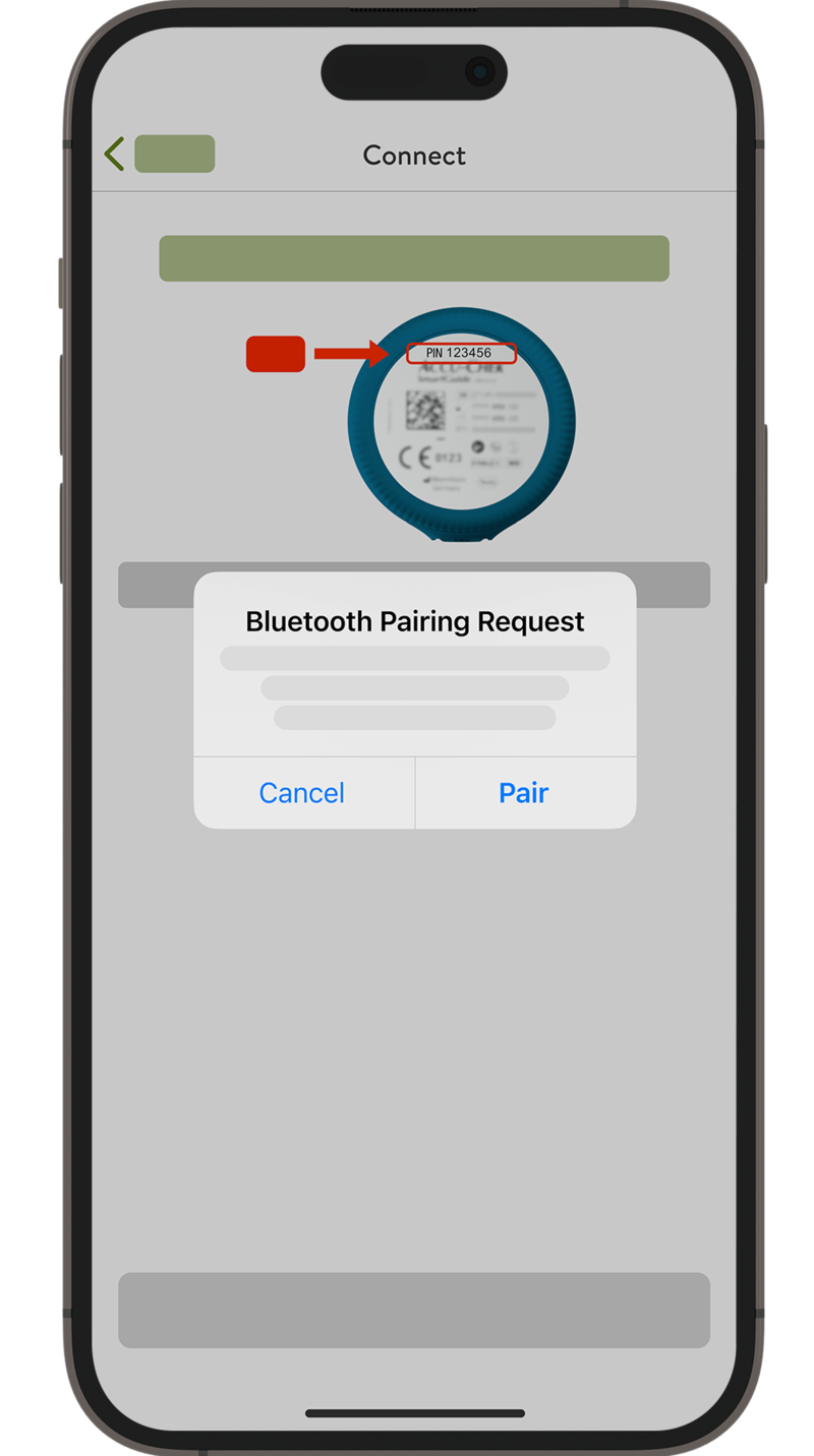 Screen showing Bluetooth Pairing request with your smartphone.