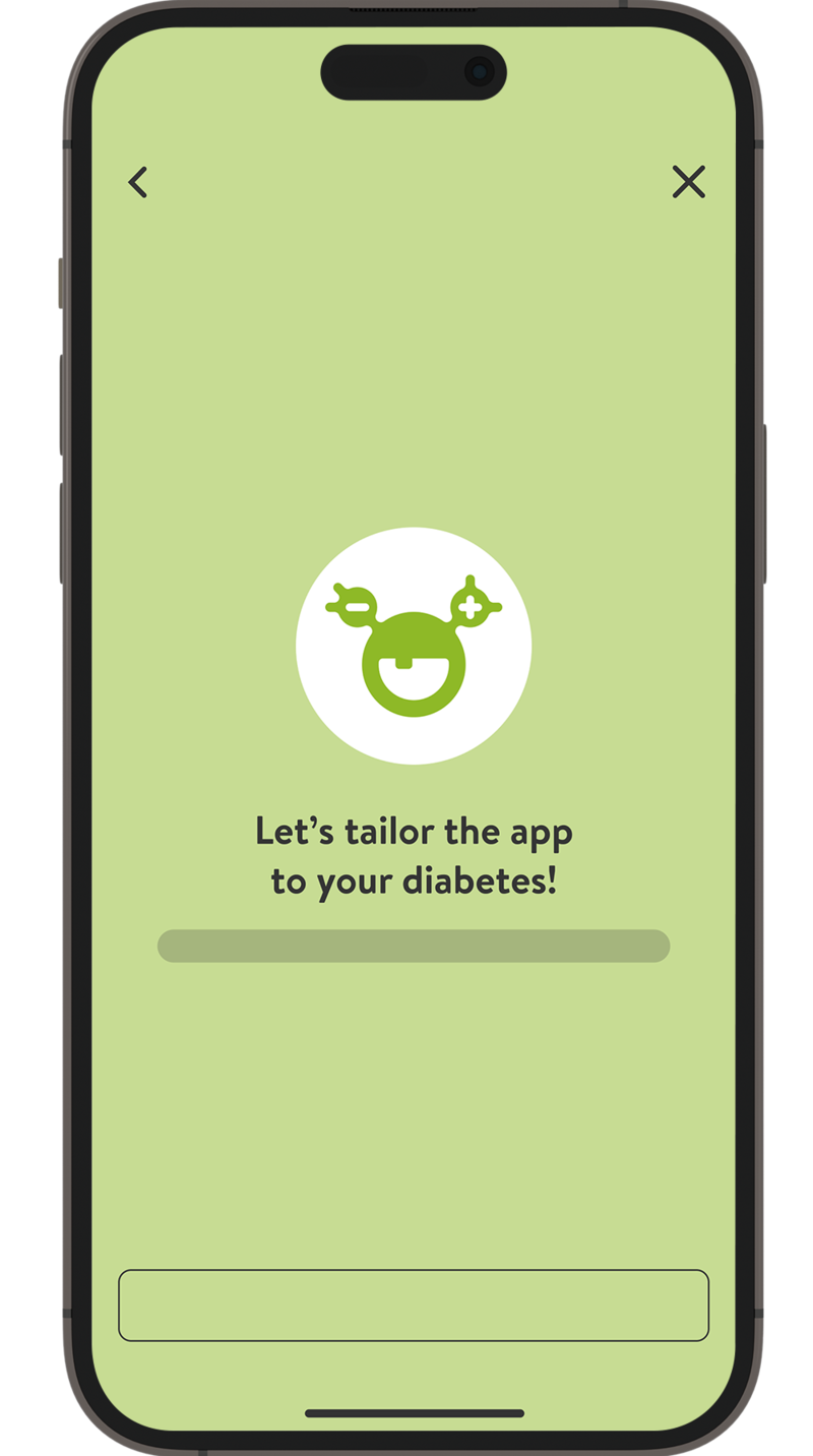 Screenshot of the mySugr app onboarding start screen.