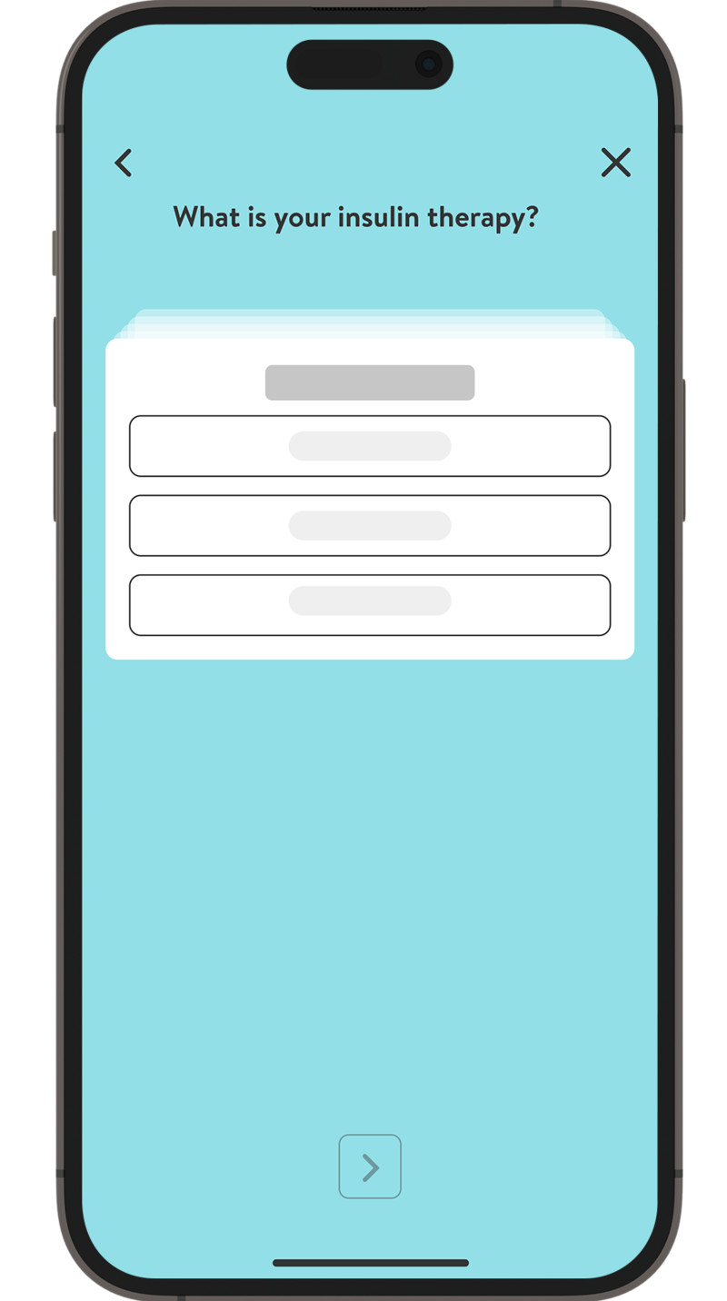 Screenshot of the mySugr app onboarding process, stating insulin therapy.