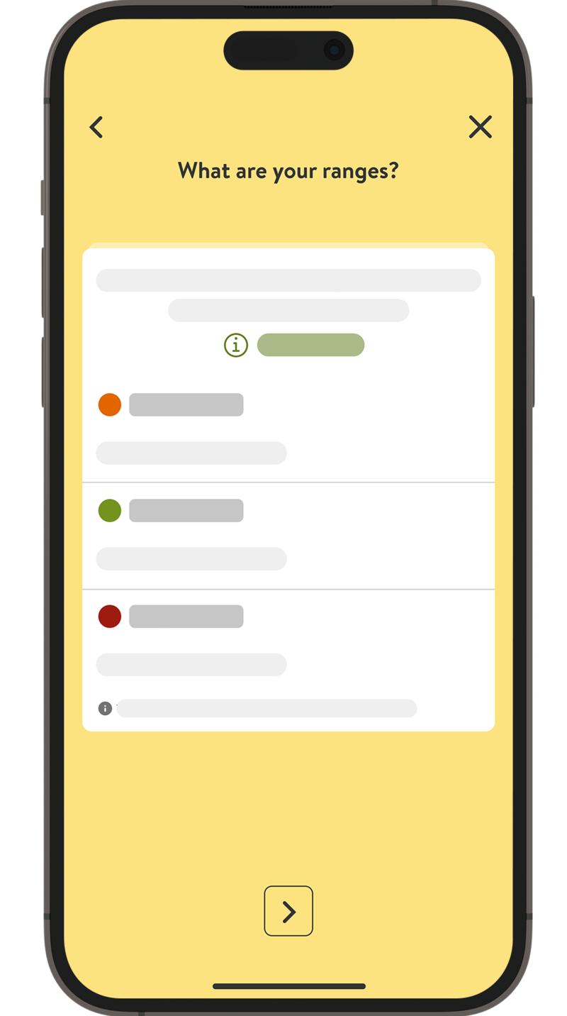 Screenshot of the mySugr app’s units of measure setup page.
