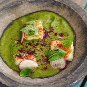 Fattoush Cold Soup &amp; Halloumi
