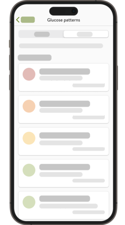 Past glucose patterns on phone demonstration.